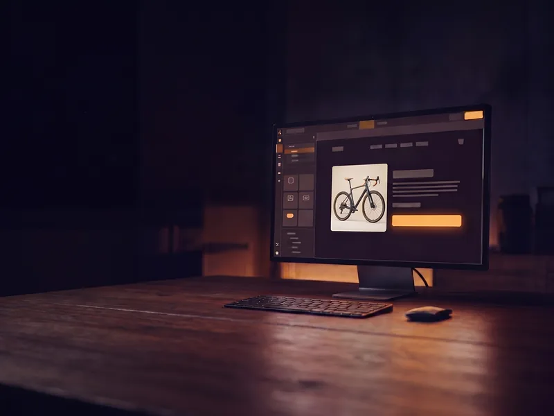 Arbeitsplatz mit Monitor und Webdesign-Oberfläche