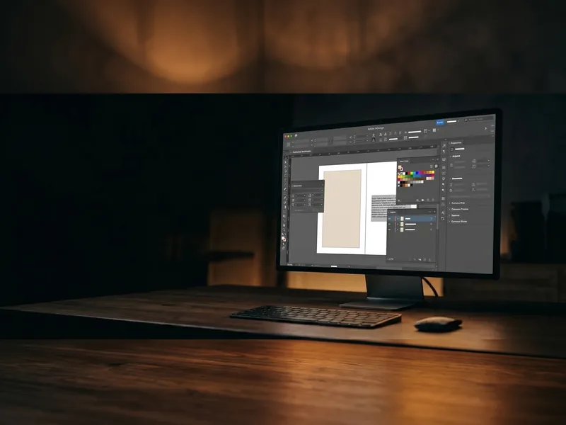 Monitor mit Grafikprogramm auf einem Schreibtisch